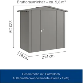 hörmann stauraumsysteme Juno Gerätehaus 2,14 x 1,18 m Grau
