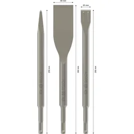 Bosch Meißel-Set 3-teilig 250/250/260 x 20/40 mm