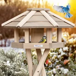 VOSS.garden Valbo - hochwertiges Vogelhaus mit Kreuzstandfuß, weiß