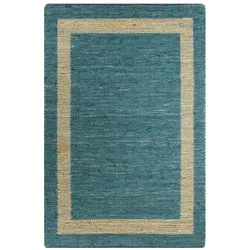 vidaXL Teppich Handgefertigt Jute Blau 160x230 cm