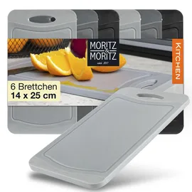 Moritz & Moritz 6x Frühstücksbrettchen Kunststoff Set - 14x25cm - Schwarz - Schneidebrett Kunststoff Set – Jausenbrett - Frühstücksbretter - Brotbretter Spülmaschinenfest - BPA-FREI