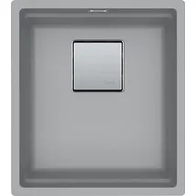 Franke KUBUS 2 1 Becken rechts Keramik Steingrau Druckknopfventil 410 x 460 mm