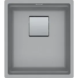 Franke KUBUS 2 1 Becken rechts Keramik Steingrau Druckknopfventil 410 x 460 mm