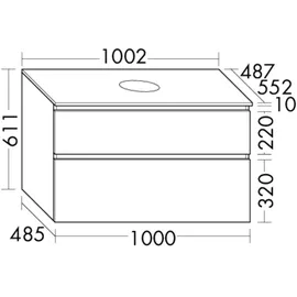 Burgbad Lin20 Waschtischunterschrank 100,2 x 48,7 x 66,1 cm Basaltgrau Matt