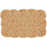 Relaxdays Fußmatte Kokos, Knoten Muster, Abtreter 75 x 45 cm, handgefertigt, beidseitig verwendbar, Türvorleger, natur
