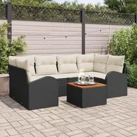 vidaXL Garten-Lounge-Set 7-tlg. schwarz