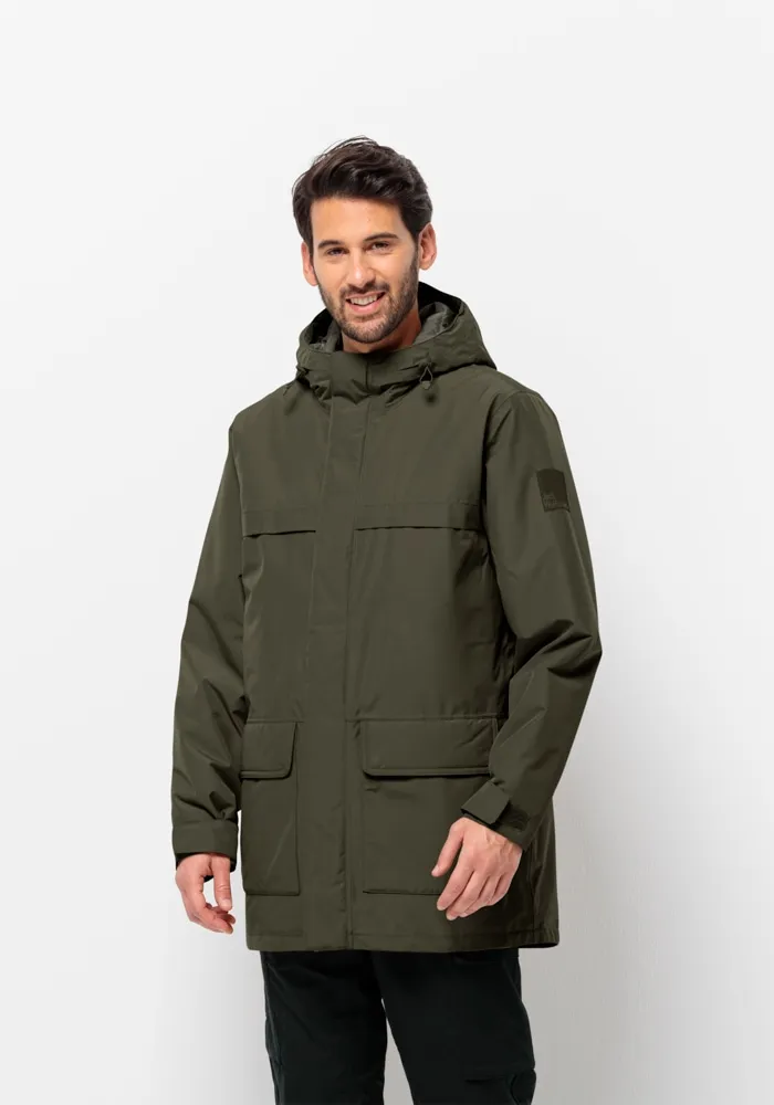 Funktionsparka JACK WOLFSKIN "WINTERLAGER PARKA M" Gr. XL (54/56), grün (island, moss) Herren Jacken Parkas