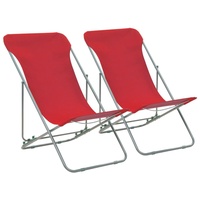 Ankonbej Klappbare Strandstühle 2 Stk. Stahl und Oxford-Gewebe Rot