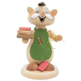 Kuhnert - Erzgebirgische Holzkunst Räuchermann Räucherfigur Hamster 19cm - Bücherhamster