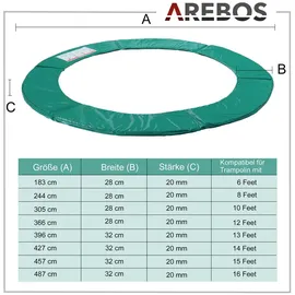 Arebos Randabdeckung Trampolin Grün 0,32 m