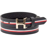 Tommy Hilfiger Damen H-Monogramm-Plaketten-Schnalle, schmale Breite, lässiger Gürtel für Jeans, Hosen und Kleider, Th Navy, L - L