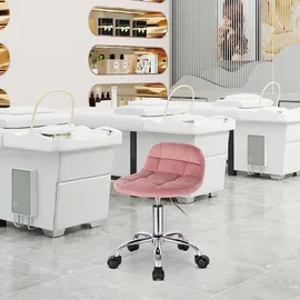 Woltu Bürohocker Samt Rosa