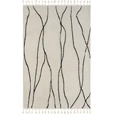 Myflair Hochflor-Teppich »Moroccan Handwrite«, rechteckig, modern, marokkanisches Design, flauschig weich, mit Fransen, schwarz-weiß
