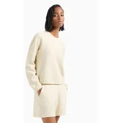 EA7 für Damen. 7W000253_AF13246 Beigefarbenes Sweatshirt mit Textur (M), Lässig, Baumwolle