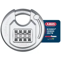 ABUS Vorhängeschloss Diskus Combo 29/70 - Zahlenschloss mit 4-stelligem Zahlencode für hohe Sicherheit - für innen und außen - Schlosskörper aus Edelstahl