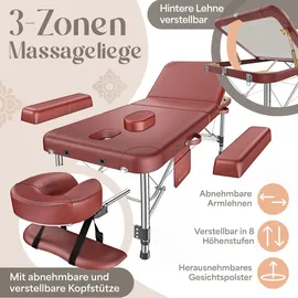 Kesser KESSER® Massageliege klappbar & höhenverstellbar 3 Zonen Massagebett Massagetisch Kosmetikliege Therapieliege Aluminium + 10x Gesichtsauflage mit Kopfstütze Armlehnen & Tasche