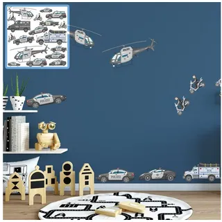 Sunnywall XXL Wandtattoo Set verschiedene Motive| Kinderzimmer Aufkleber bunt Wanddeko Polizei police Sheriff