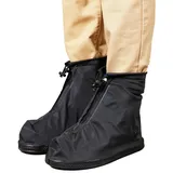 1 Paar ca. 30cm Unisex Wasserdicht Überschuhe,Überschuhe Wiederverwendbar Regenschutz Schuh-Überzieher,rutschfest Schuhüberzieher mit Reißverschluss,für Regen Schnee,Schwarz,XXL(43-44)