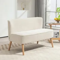 Homcom 2-Sitzer Sofa Cord-Optik Cremeweiß