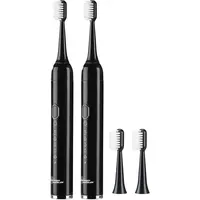 Newgen Medicals Schallzahnbürste 2er-Set Reise-USB-Akku 25.000 Hz, 5 Modi + Tasche