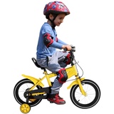 OMGGYER Kinderfahrrad 14 Zoll Fahrrad Kinder ab 2-4 Jahre Für Jungen & Mädchen, Kinder Fahrrad Höhenverstellbar mit Abnehmbare Stützräder, Rücktrittbremse und Kettenabdeckung (Gelb)