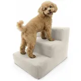 Muralo Hundetreppe 3 Stufen für Kleine Hunde und Katzen, Waschbar - Beige