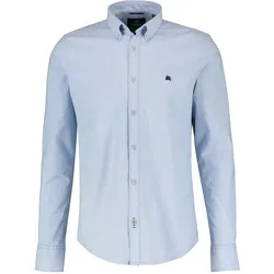 Langarmhemd LERROS "LERROS Oxfordhemd, unifarben", Herren, Gr. M, Normalgrößen, blau (light blau), 100% Baumwolle, Langarm, Hemden