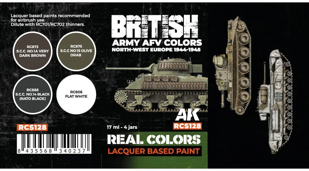 AK Real Colors British Army AFV Colors. North-West Europe 1944-1945 SET