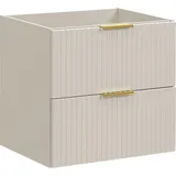 WFL GROUP Waschbeckenunterschrank, Niva hängend mit Rillenfronten in Matt Kaschmir, Holzwerkstoff, 60x57x46 cm, Badezimmer, Badezimmerschränke, Waschbeckenunterschränke
