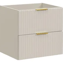 WFL GROUP Waschbeckenunterschrank, Niva hängend mit Rillenfronten in Matt Kaschmir, Holzwerkstoff, 60x57x46 cm, Badezimmer, Badezimmerschränke, Waschbeckenunterschränke