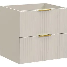 WFL GROUP Waschbeckenunterschrank, Niva hängend mit Rillenfronten in Matt Kaschmir, Holzwerkstoff, 60x57x46 cm, Badezimmer, Badezimmerschränke, Waschbeckenunterschränke
