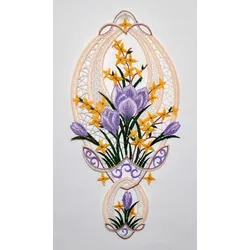 Fensterbild STICKEREIEN PLAUEN "Krokusblüte Fensterbild" Gr. 1, beige, B:18cm H:36cm, Polyester, Fensterbilder, Fensterbild "Krokusblüte"