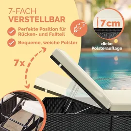CASARIA Sonnenliege 200 x 58 x 33 cm Schwarz Creme