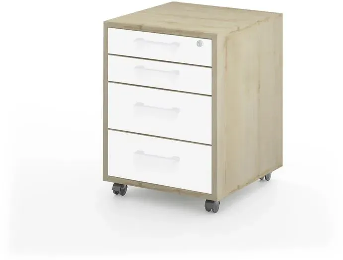 Mäusbacher Rollcontainer Big Profi Office Holzoptik Birke / Weiß