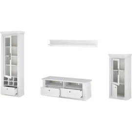 Home Affaire Wohnwand RAVENNA, (4-St), im romantischen Landhausstil, Griffe aus Metall, Softclose-Funktion weiß