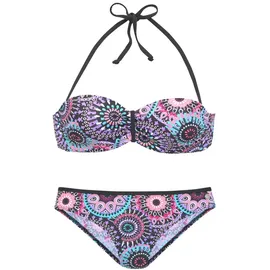 LASCANA Bügel-Bandeau-Bikini, mit kontrastfarbigen Details, lila bedruckt, Gr.32 Cup A,