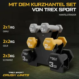trex sport Neopren Hanteln Set Kurzhanteln 6er Set 12 kg schwarz