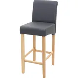 Mendler Barhocker HWC-C33, Barstuhl Tresenhocker, Holz ~ grau matt, helle Beine, Kunstleder