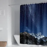 Duschrollo für Badewanne, Duschvorhang Edel Dunkelblaugrau Polyester Sternenhimmel und Berge Haushaltsduschvorhang 165X180cm