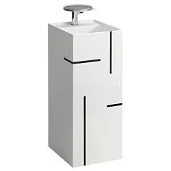 LAUFEN Kartell Waschtisch 811331D021111 weiß mit schwarzen Linien 37,5x43,5x90cm, 1 Hahnloch