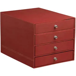 Rhodiarama Schubladenbox mit 4 geschlossenen Laden, Kunstleder, 24,8x32 ,7x22,8cm - Nacarat 194573C