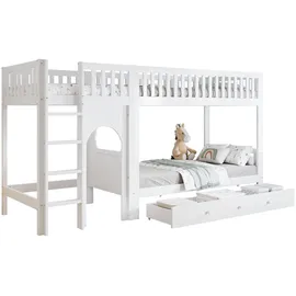Okwish Etagenbett 90 x 200 cm Kiefer massiv weiß