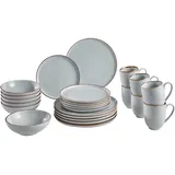 Landscape Kombiservice Bergen, Grau, Keramik, 24-teilig, Streifen, 400 ml,350 ml, Lfgb, Handmade Quality, Essen & Trinken, Geschirr, Geschirr-Sets, Kombiservice