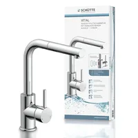 SCHÜTTE 99700 VITAL Sensor-Spültischarmatur Küche, Küchenarmatur mit ausziehbarer Brause, automatischer Wasserhahn mit Sensor, Mischbatterie für die Spüle, berührungslose Infrarot-Armatur Chrom