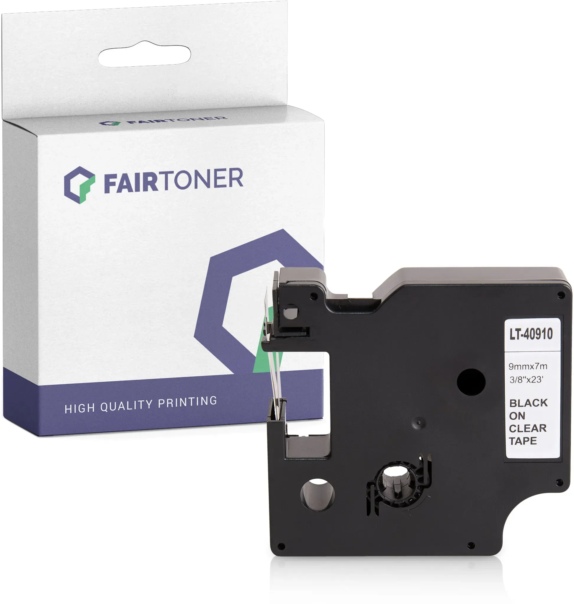 Kompatibel für Dymo Labelmanager 280 (40910 / S0720670) Schriftband 9mm/7m Schwarz auf Transparent
