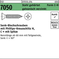 Industrial Quality Supplies ISO 7050 Form C Senkkopf-Blechschraube VG
