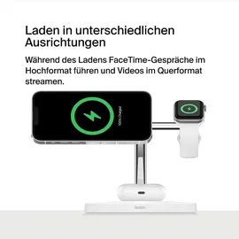Belkin Drahtloses 3-in-1-Ladegerät mit MagSafe 15 W, Weiß - Weiß