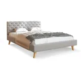 Fdm Polsterbett grau Metall, Birke, Rechteckig, 160x200 cm Schlafzimmer, Betten, Polsterbetten