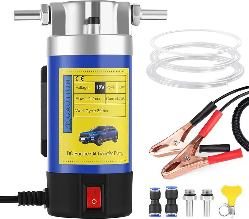 EAFC Tragbare 12-V-Ölpumpe 1–4 l/min Absauggerät Flüssigkeitsabsaugung Elektrische Kraftstoffpumpe Siphon-Werkzeug für Autos, Motorräder und Boote