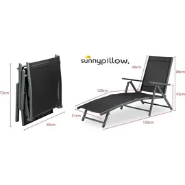 sunnypillow Sonnenliege 150 x 60 x 30 cm Anthrazit